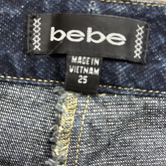 Bebe Distressed Dark Denim Pencil Skirt Size 25 - Picture 5 of 6